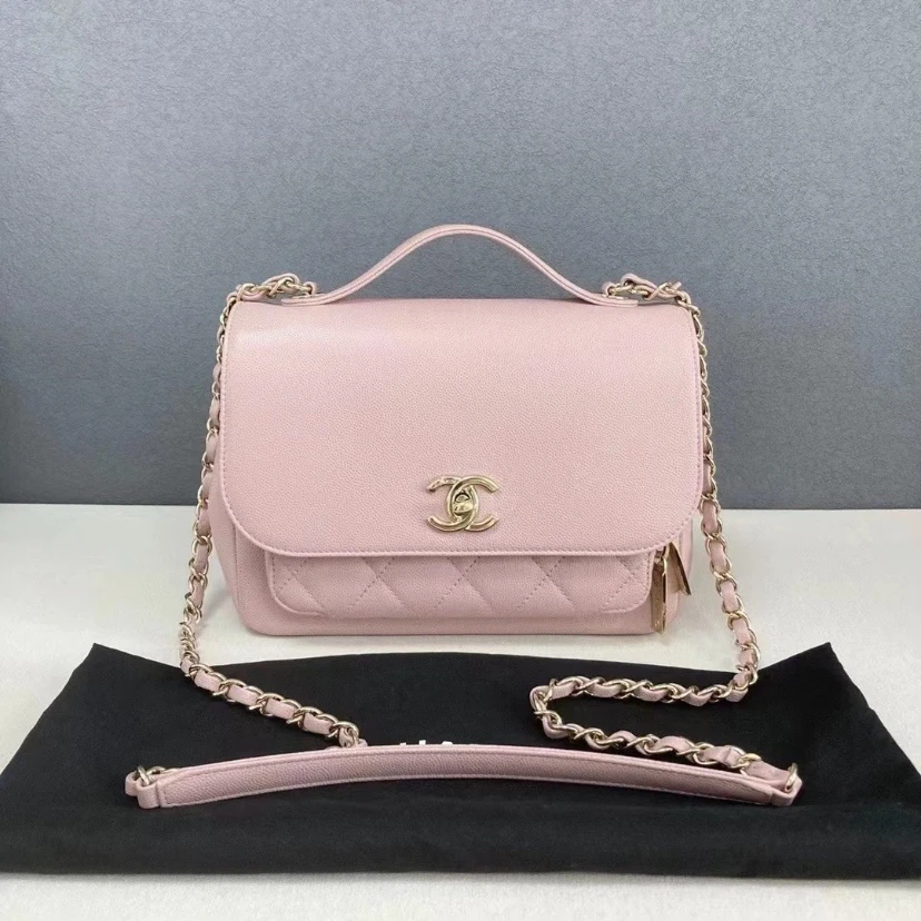 95新 Chanel/香奈儿 Chanel粉金手提邮差包 25090113-01