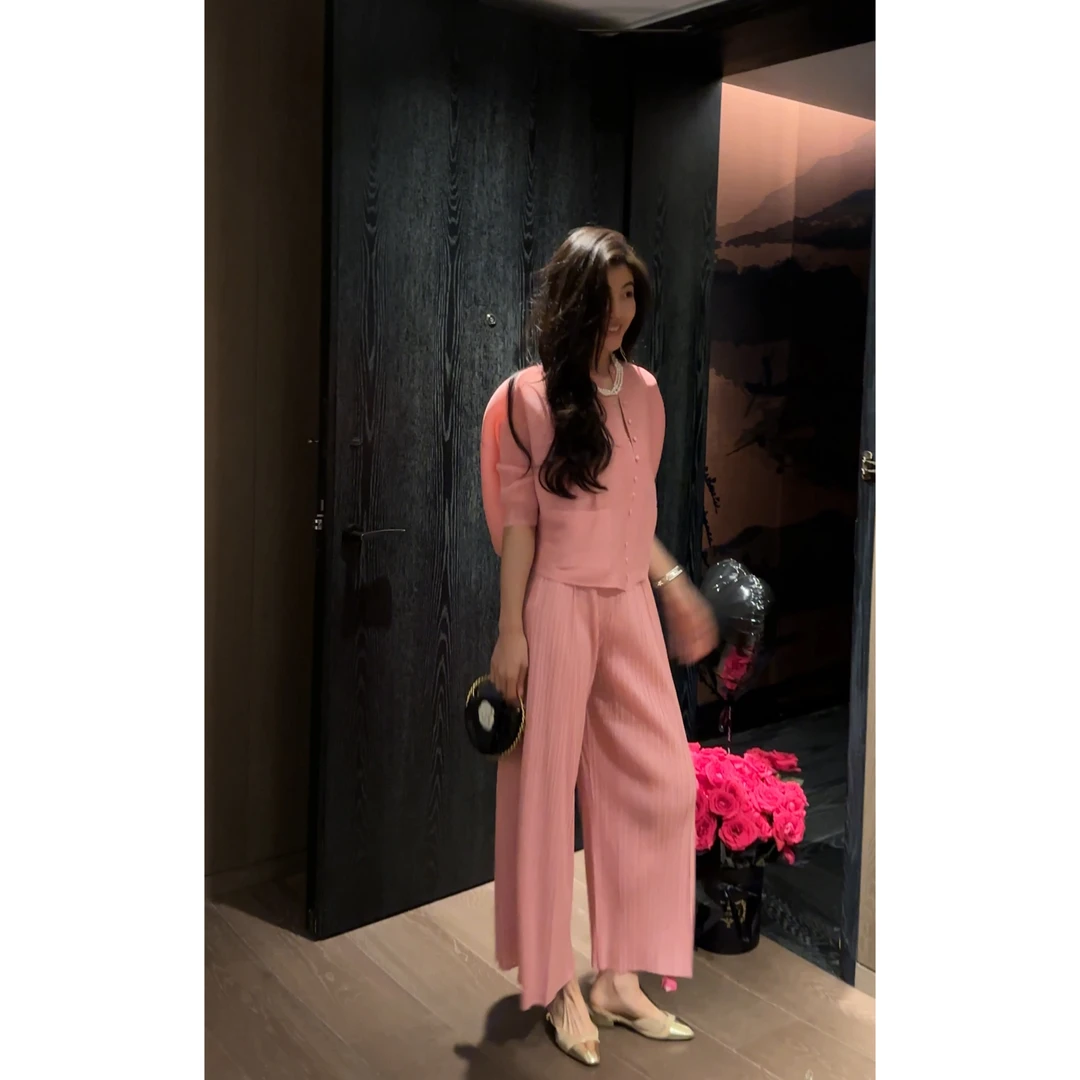 N.COU妮蔻25夏新款设计感小众高级百搭蝙蝠袖压褶褶皱套装DY22861