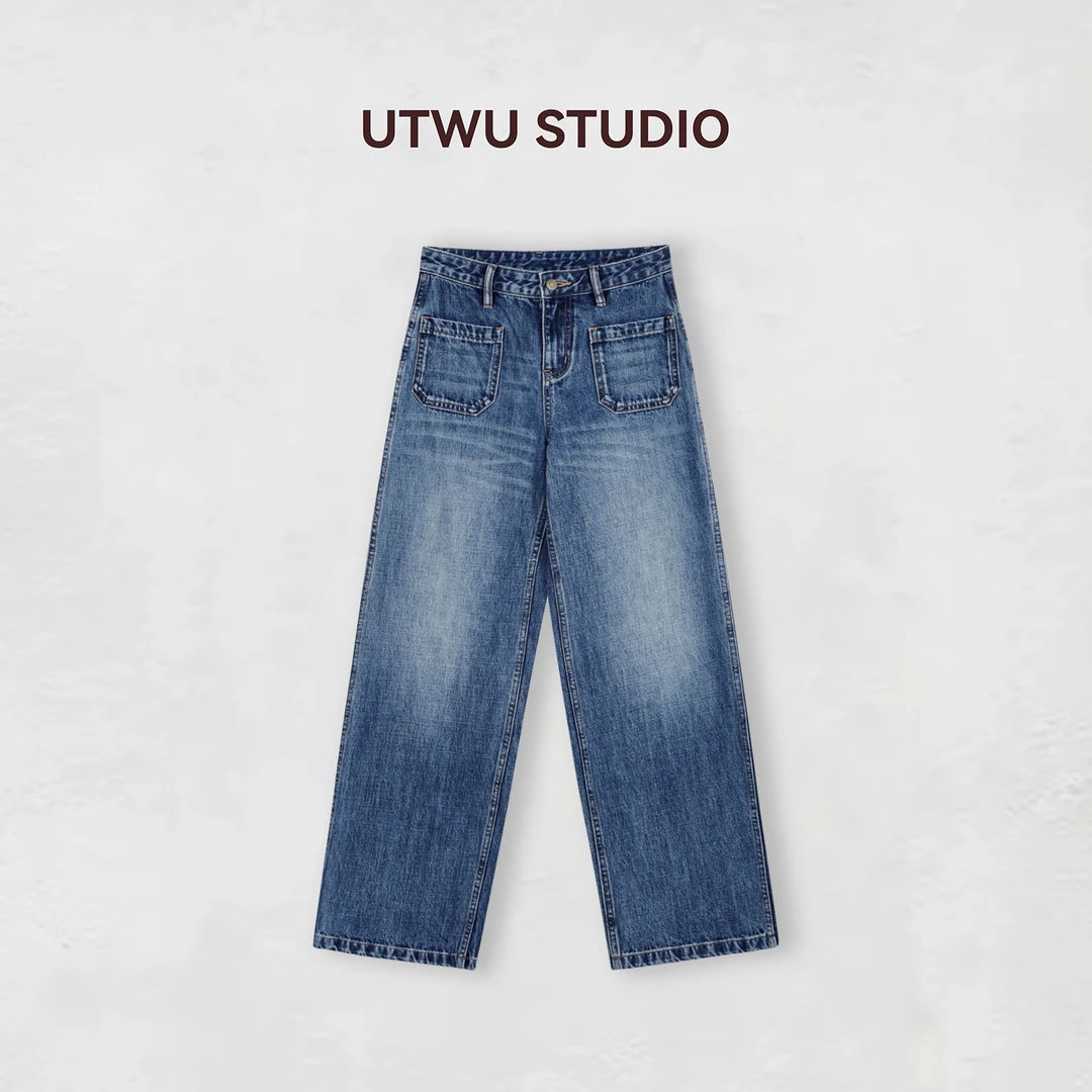 UTWU小敏「丹宁牛仔」1oo进口牛仔棉经典显瘦阔腿牛仔裤UTAN1027