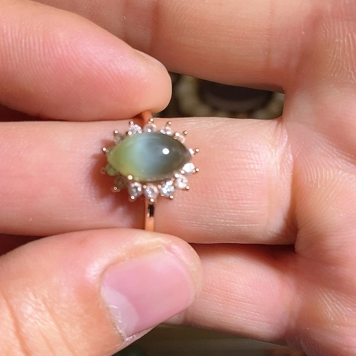 【闪购商品】银S925镶嵌戒指和田玉（碧玉）