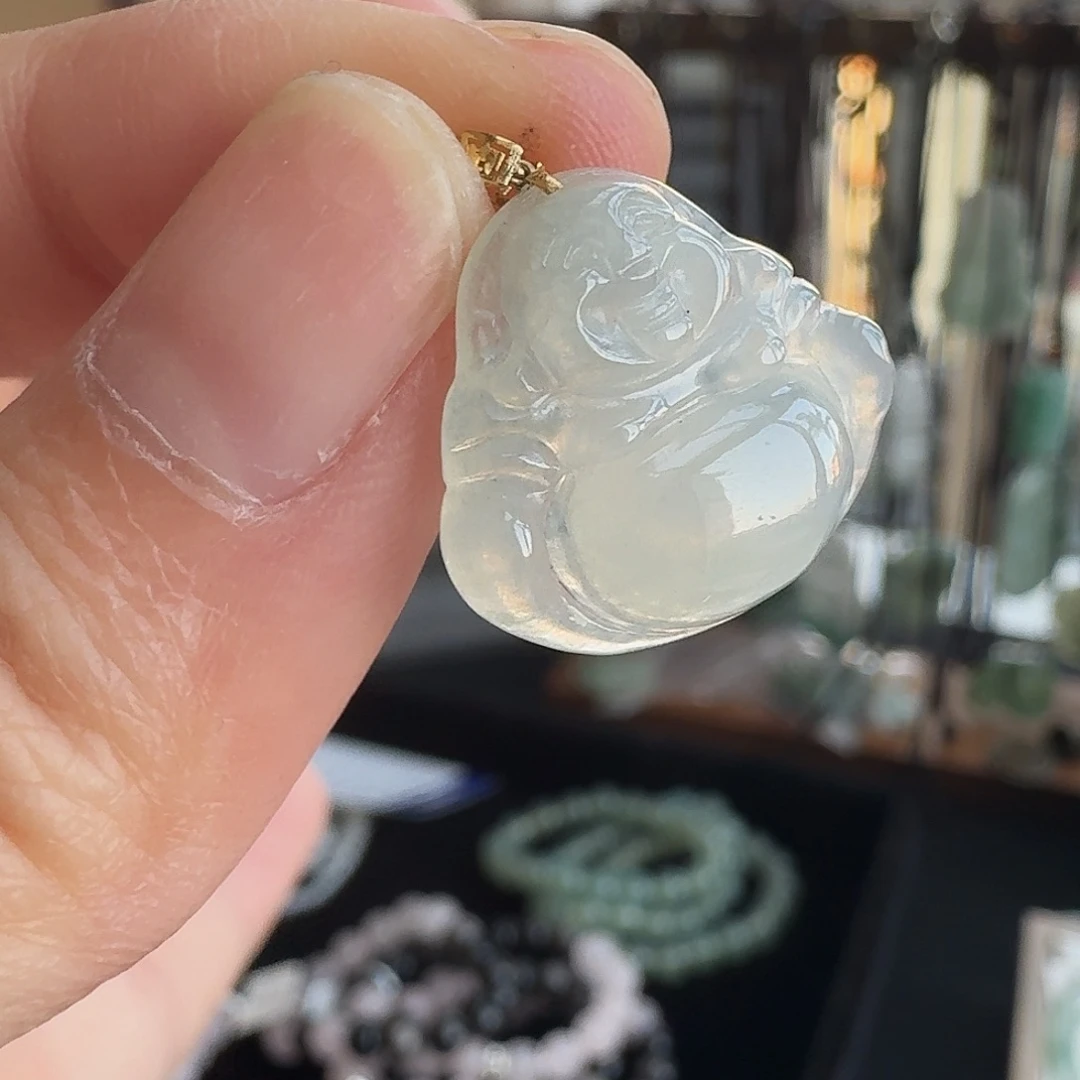 翡翠未镶嵌颈饰冰胶小佛