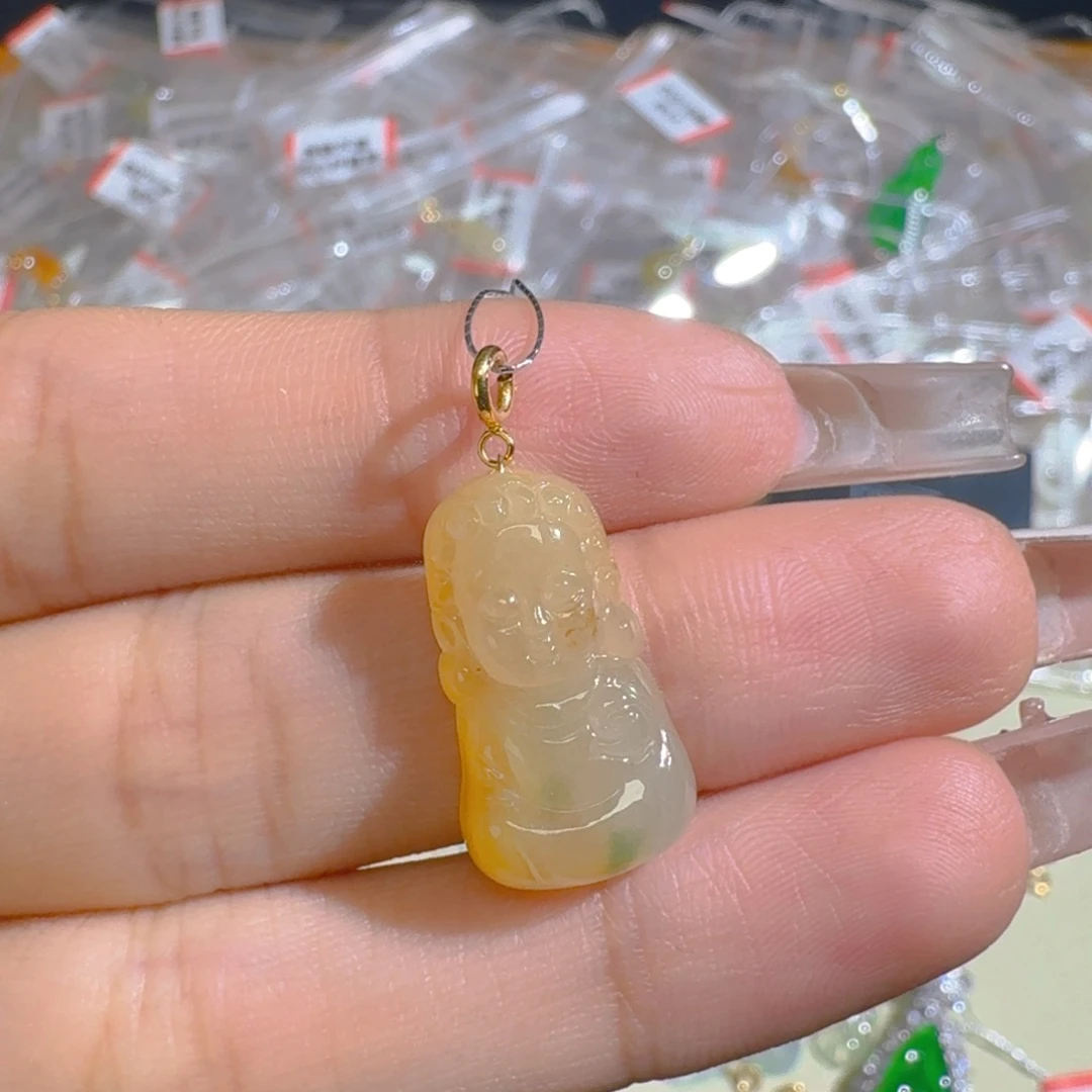 吊坠(不含链)18K金镶嵌翡翠