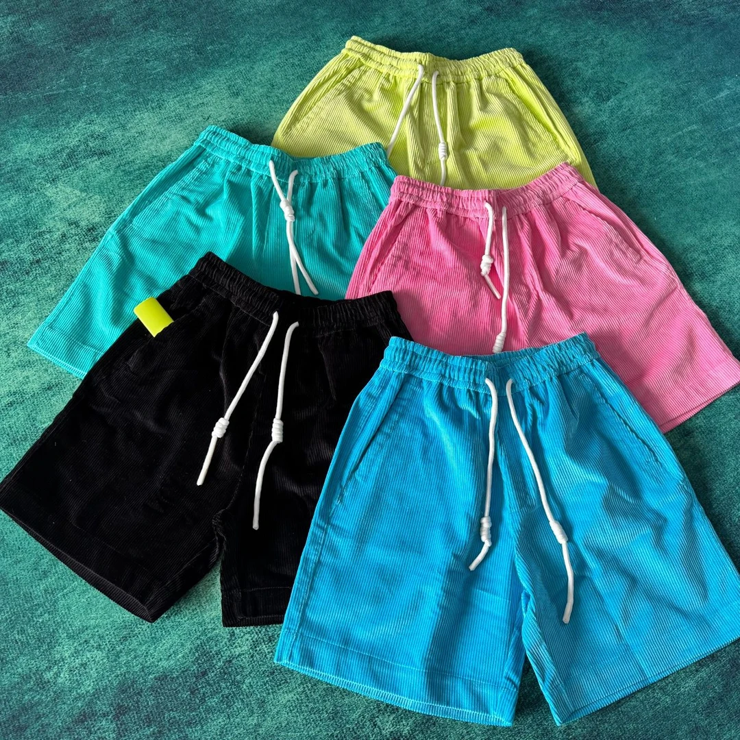 370克纯棉韩版宽松灯芯绒高克重夏季大短裤裤子版型薄款男士