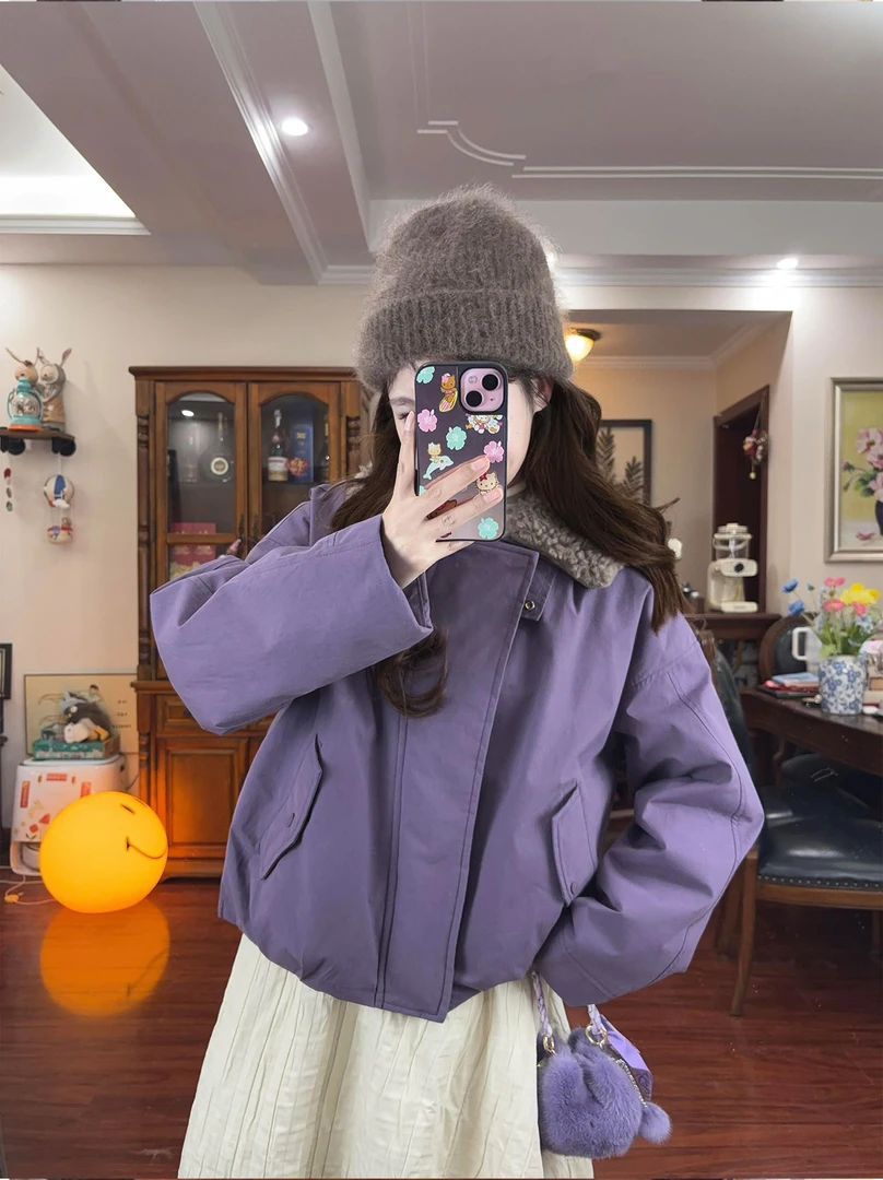 韩系慵懒风穿搭套装女冬季新款翻领拼接外套高腰a字半身裙两件套