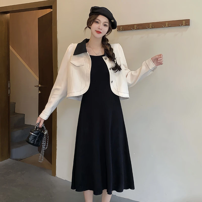 洋气短款西装外套毛衣背心裙搭配设计感潮2025秋装新款大码女胖mm