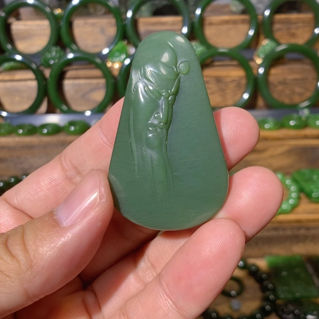 【闪购商品】吊坠(不含链)未镶嵌和田玉阿富汗鸭蛋青关公