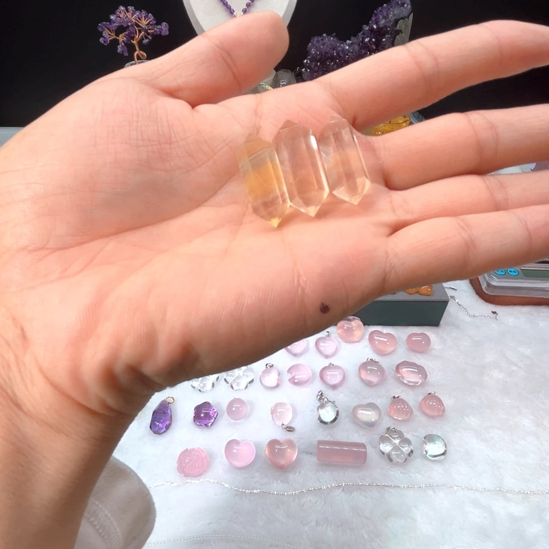 水晶摆件未镶嵌福利双尖