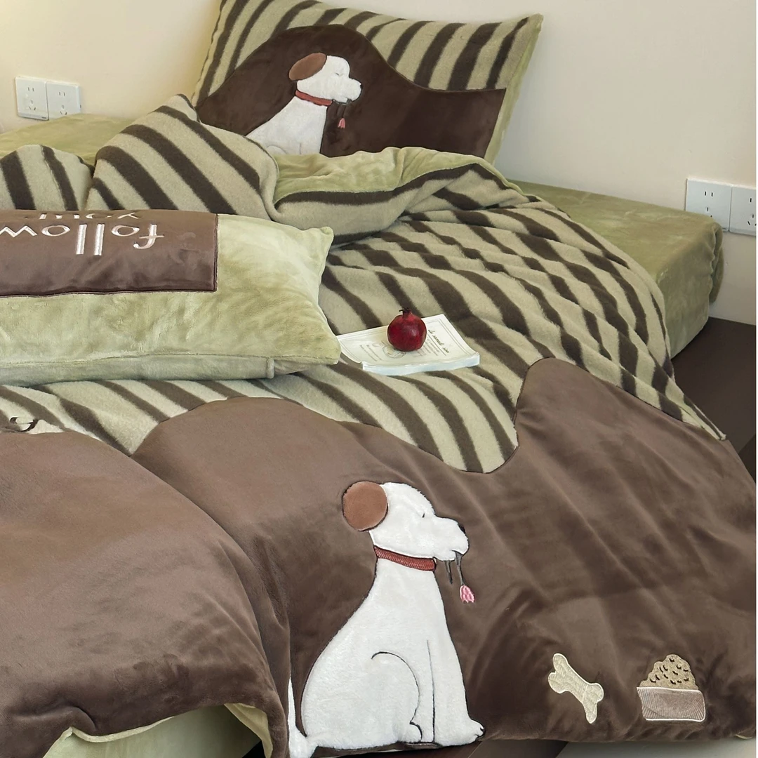 追乐狗 超柔暖阳绒入冬四件套 糯叽叽甜酷牛奶绒秋冬床上用品套件