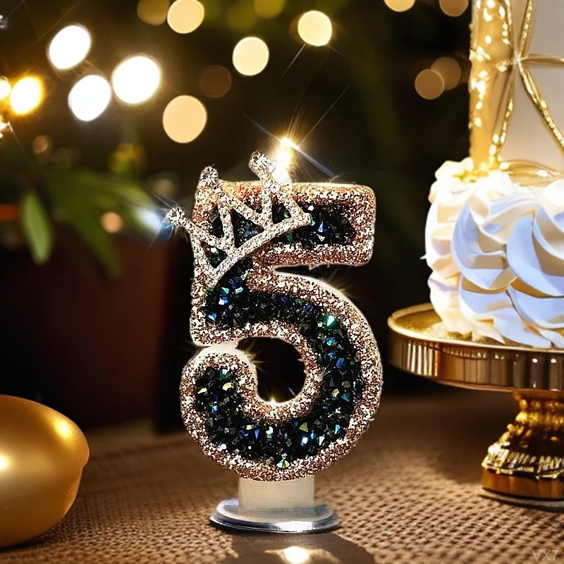 创意爆款高端数字蜡烛皇冠插件生日派对女王周岁网红钻生日黑装饰