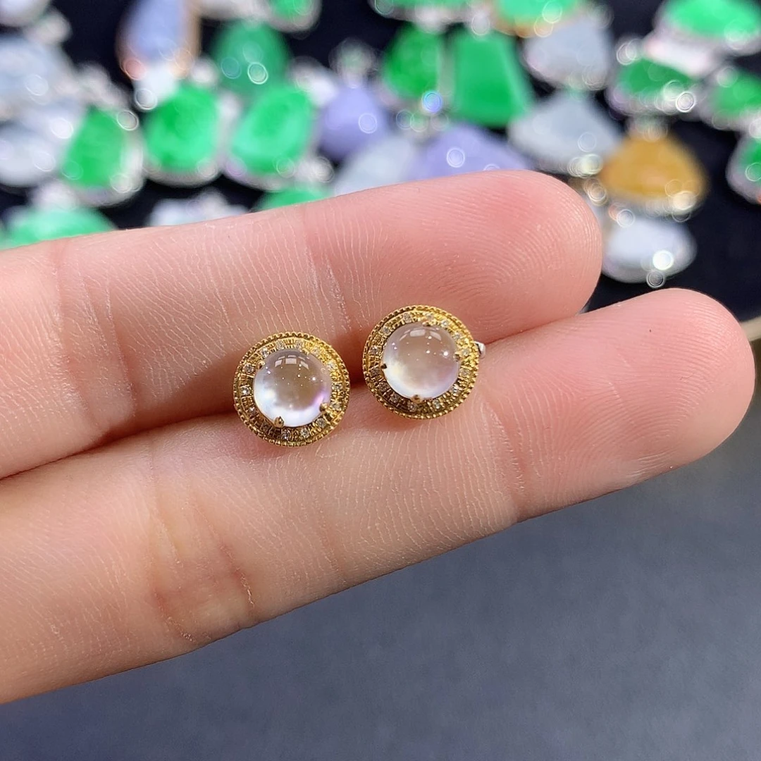 翡翠18K金镶嵌耳饰耳饰