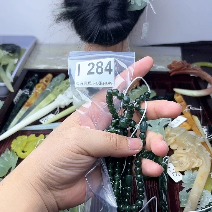 蛇纹石玉发饰合金天**朗