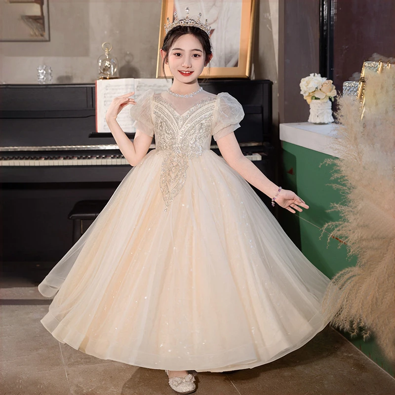 女童礼服高端轻奢小众小女孩主持人婚礼演出服儿童生日洋气公主裙