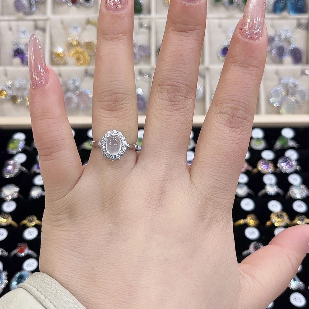 岫玉银S925镶嵌戒指