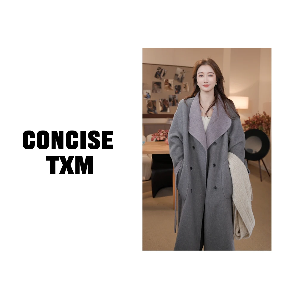 【唐小木】两面穿羊毛大衣 秋冬长款时尚百搭羊毛大衣 DY1098