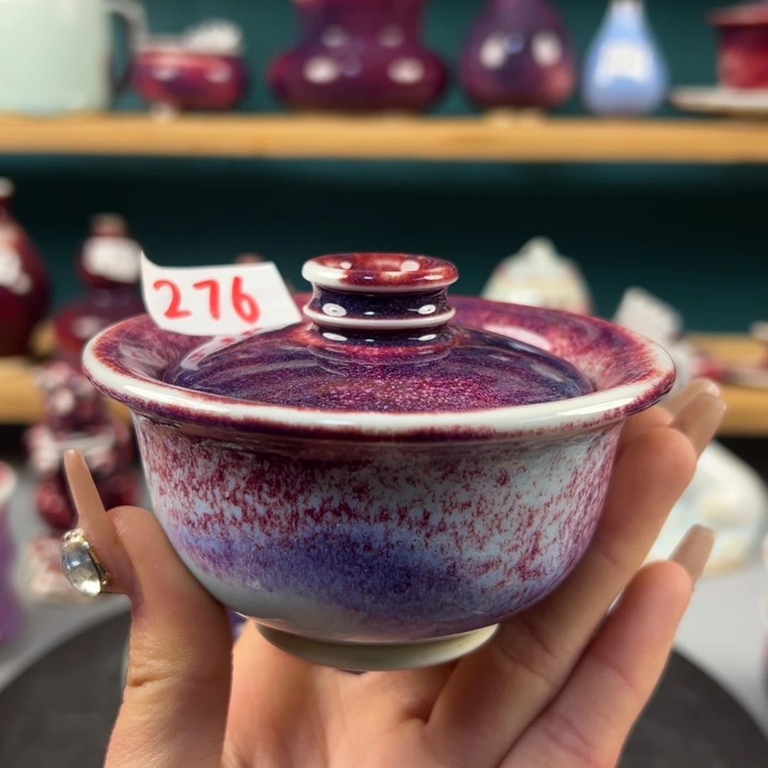 瓷片全品无暇二才盖碗纯手工