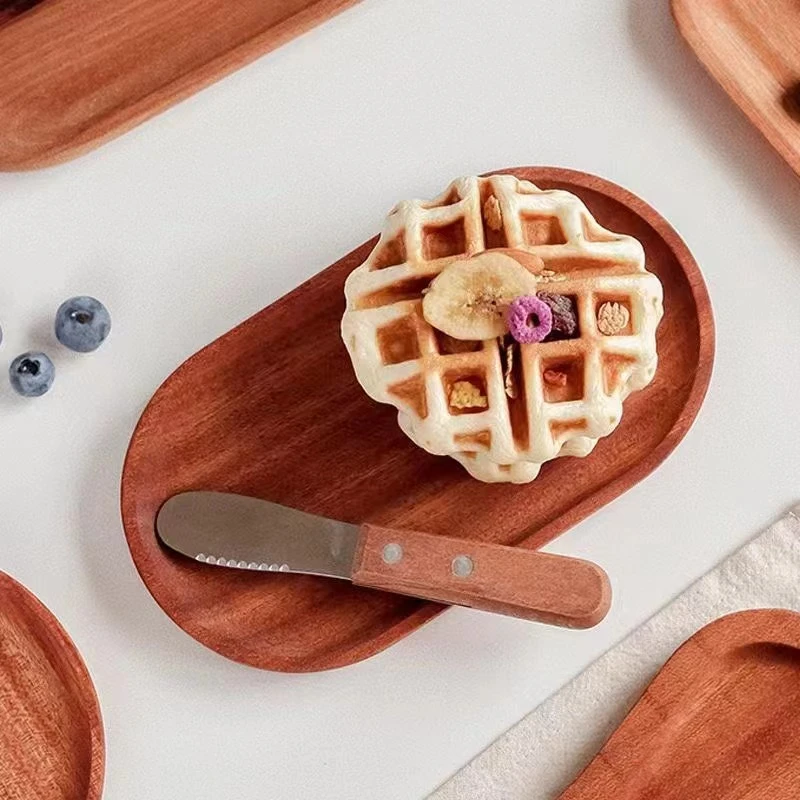 乌檀木实木整木椭圆盘复古家用创意简约木制家用果盘