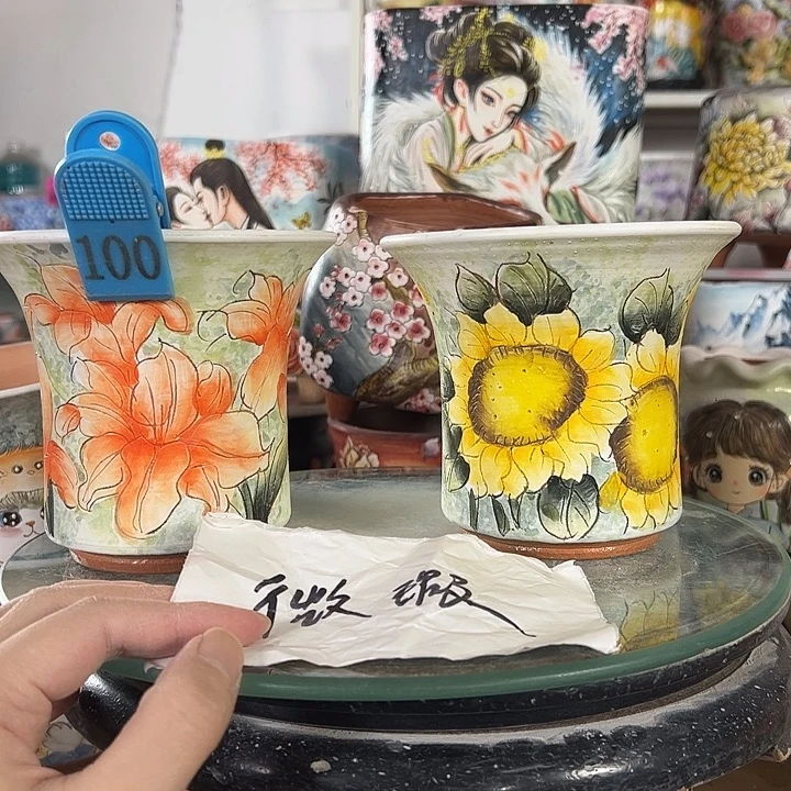 满38包邮 景德镇幸运花盆