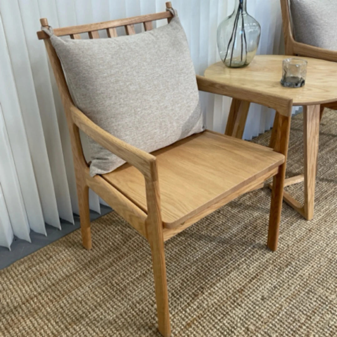 巴顿椅北欧全实木扶手椅橡木书椅休闲椅简约餐椅进口木蜡油