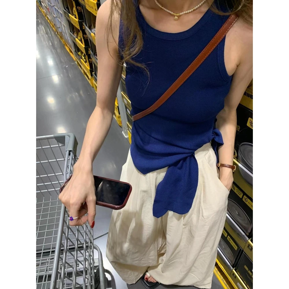 打底衫内搭女春季2025气质百搭不规则收腰无袖上衣洋气减龄上衣