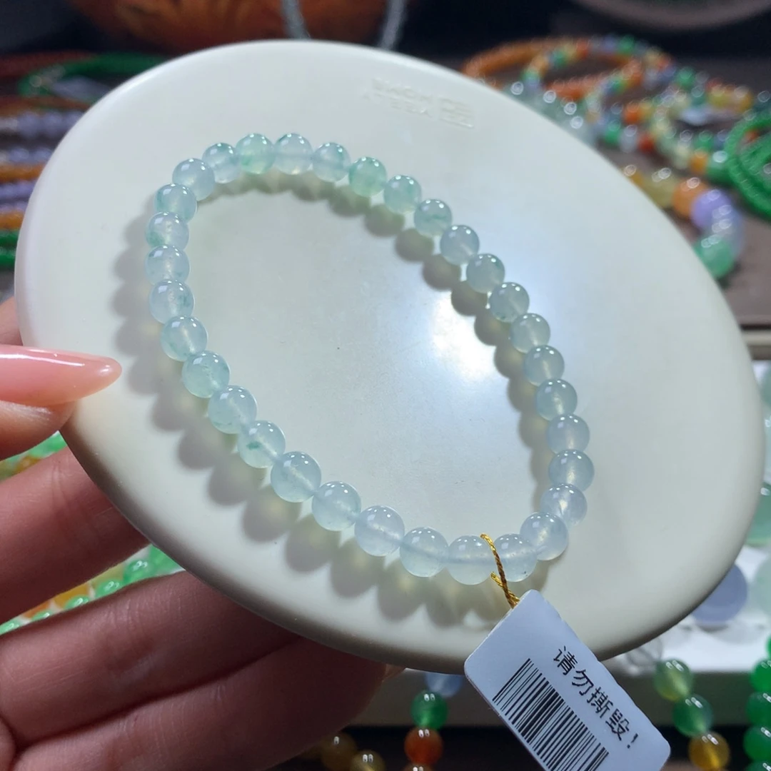 翡翠未镶嵌手链！闭眼拍！捡漏款！木那冰飘花卡5.7