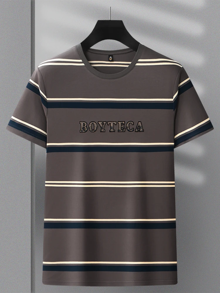 夏季新款男士潮流时尚百搭圆领短袖T恤男上衣凉感无痕体恤衫商务