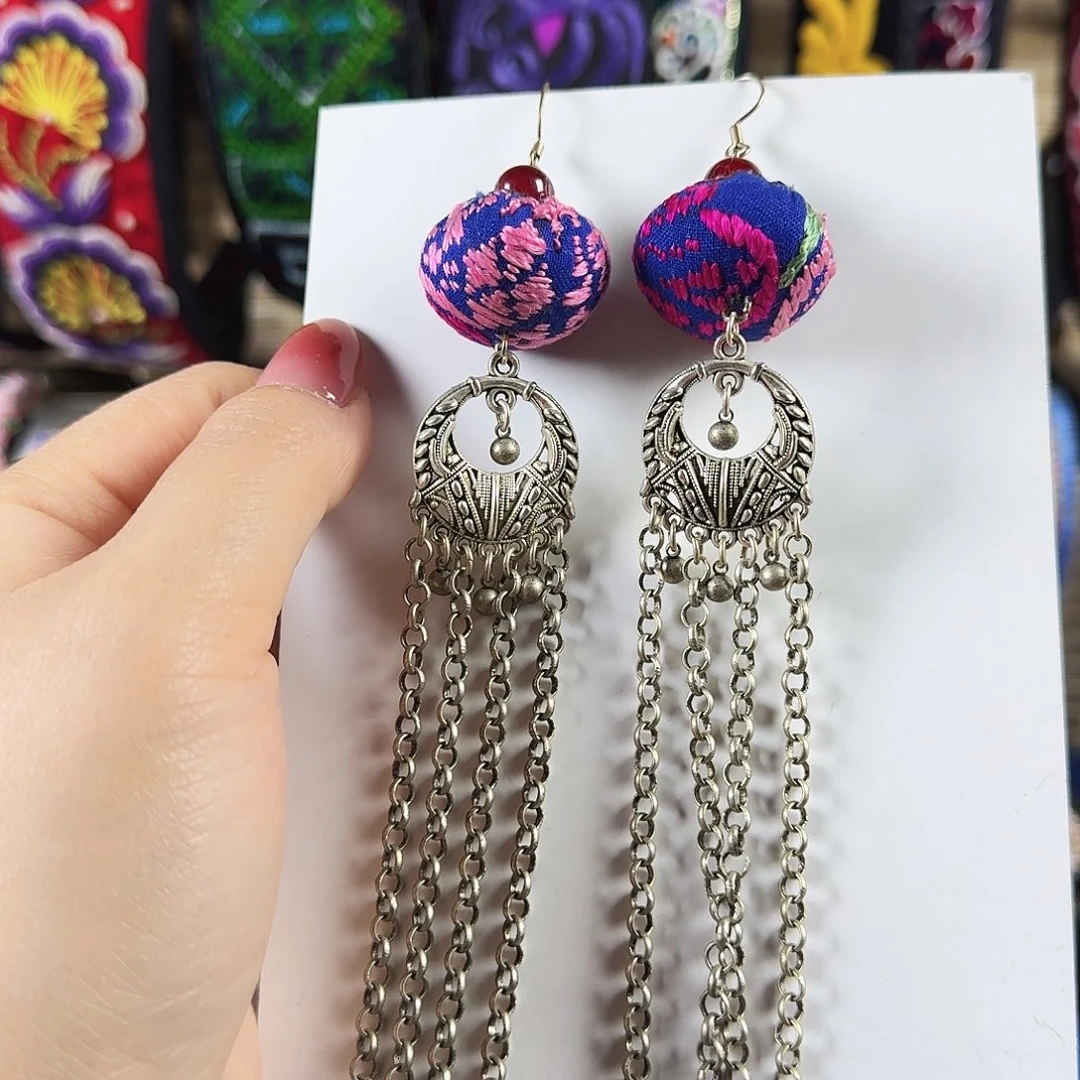 传承非要刺绣饰品灯笼耳环