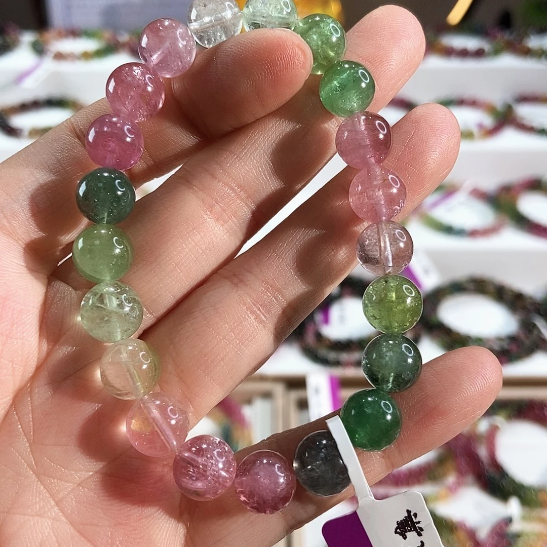 碧玺未镶嵌手链G2435素圈颜色微差