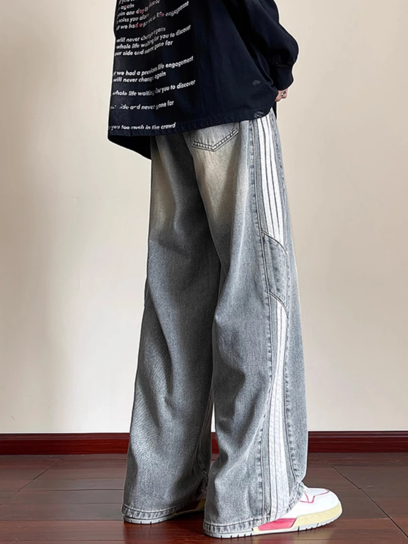牛仔裤男士秋季2025新款直筒宽松阔腿裤美式高街裤子男款男生长裤