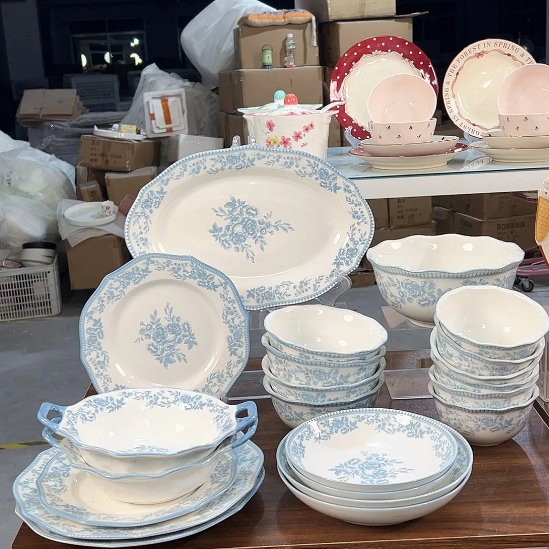 潮州微瑕陶瓷餐具22件套