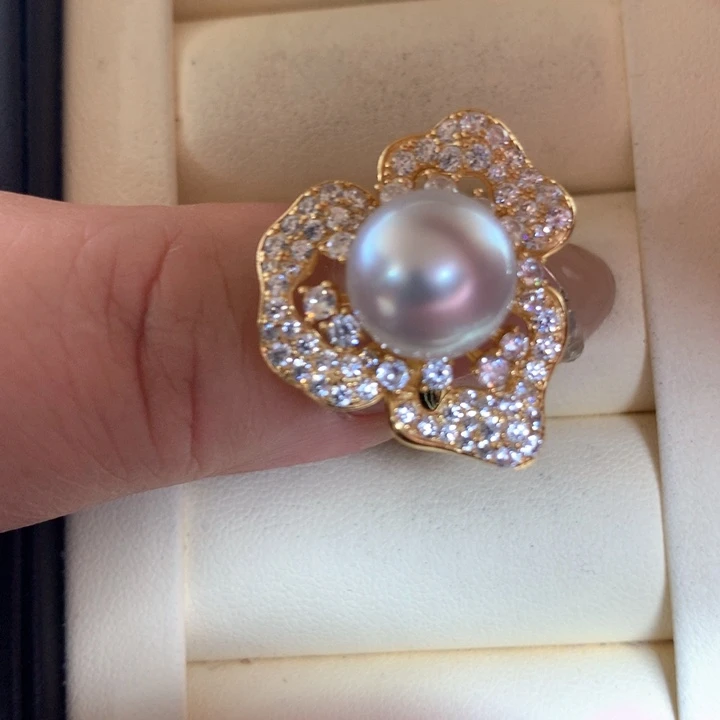 银S925镶嵌戒指海水珍珠