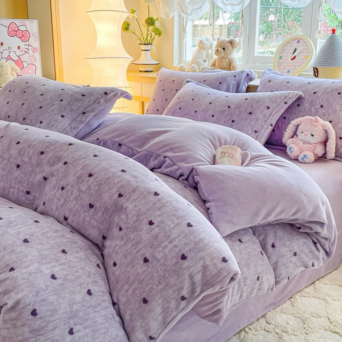 2025秋冬新款加厚双面牛奶绒四件套冬季保暖活性印花不掉毛床单款