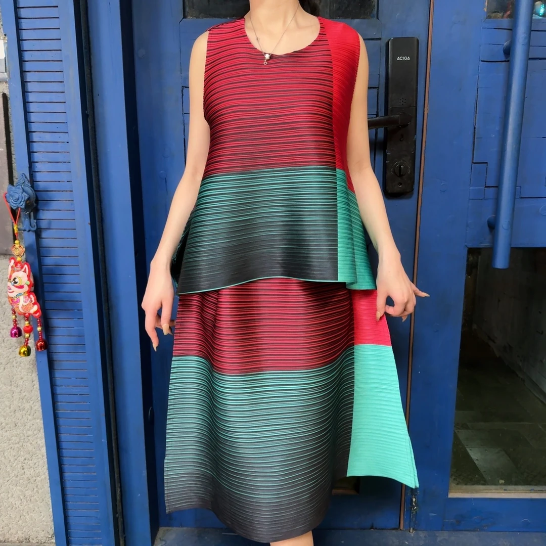 欧洲站2025年夏季新款宽松休闲褶皱时尚显瘦套装CX3814