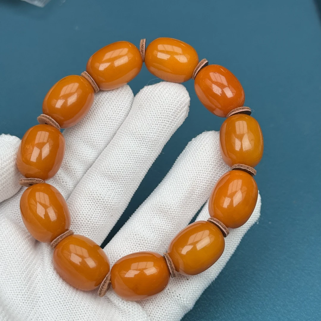 G1997天然原矿蜜蜡 回流老蜡手串15mm 30.8克