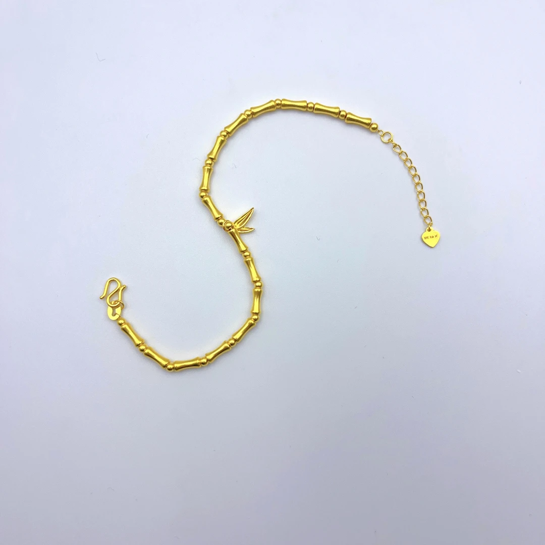 黄金足金999竹节黄金手链5G精工流行百搭节节高升新年送礼