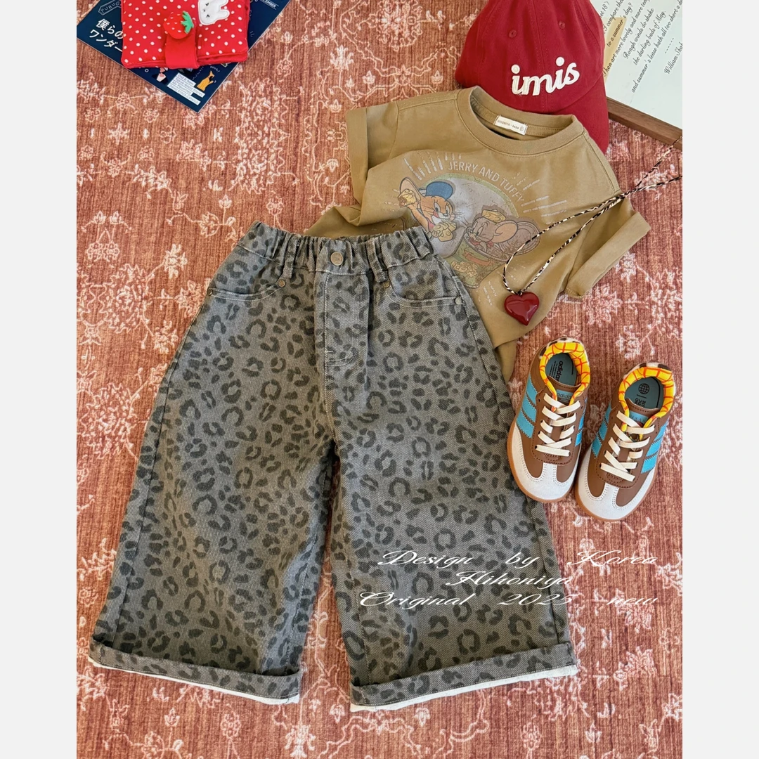 【摩登豹纹】三Hihoniya~2025秋季亲子美式豹纹潮流韩版阔腿裤