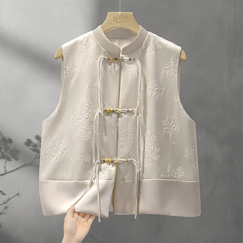 丝柏舍2025秋装新款女装复古盘扣马甲新中式国风马夹S43R7970J