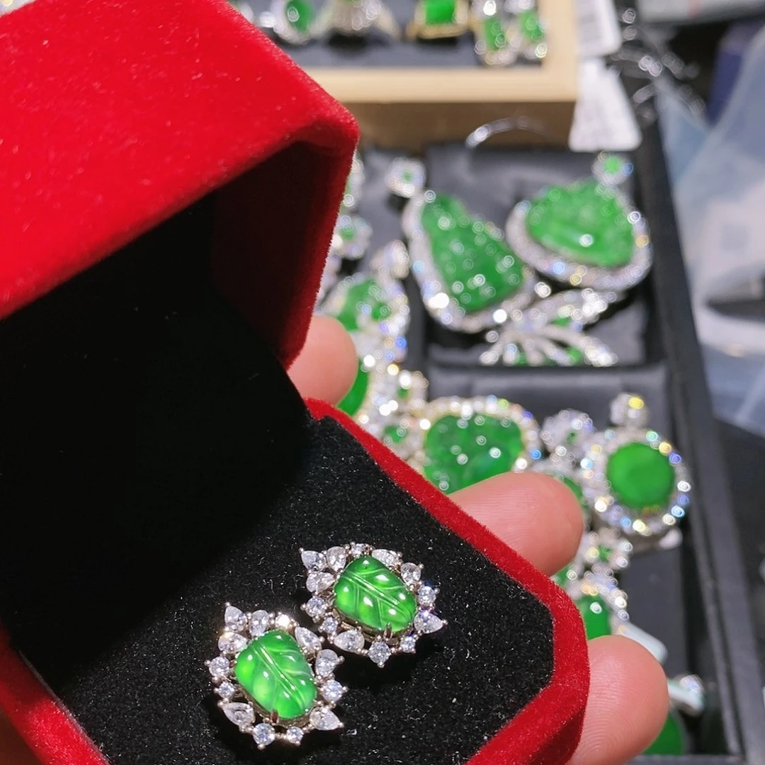 翡翠耳饰未镶嵌耳钉9