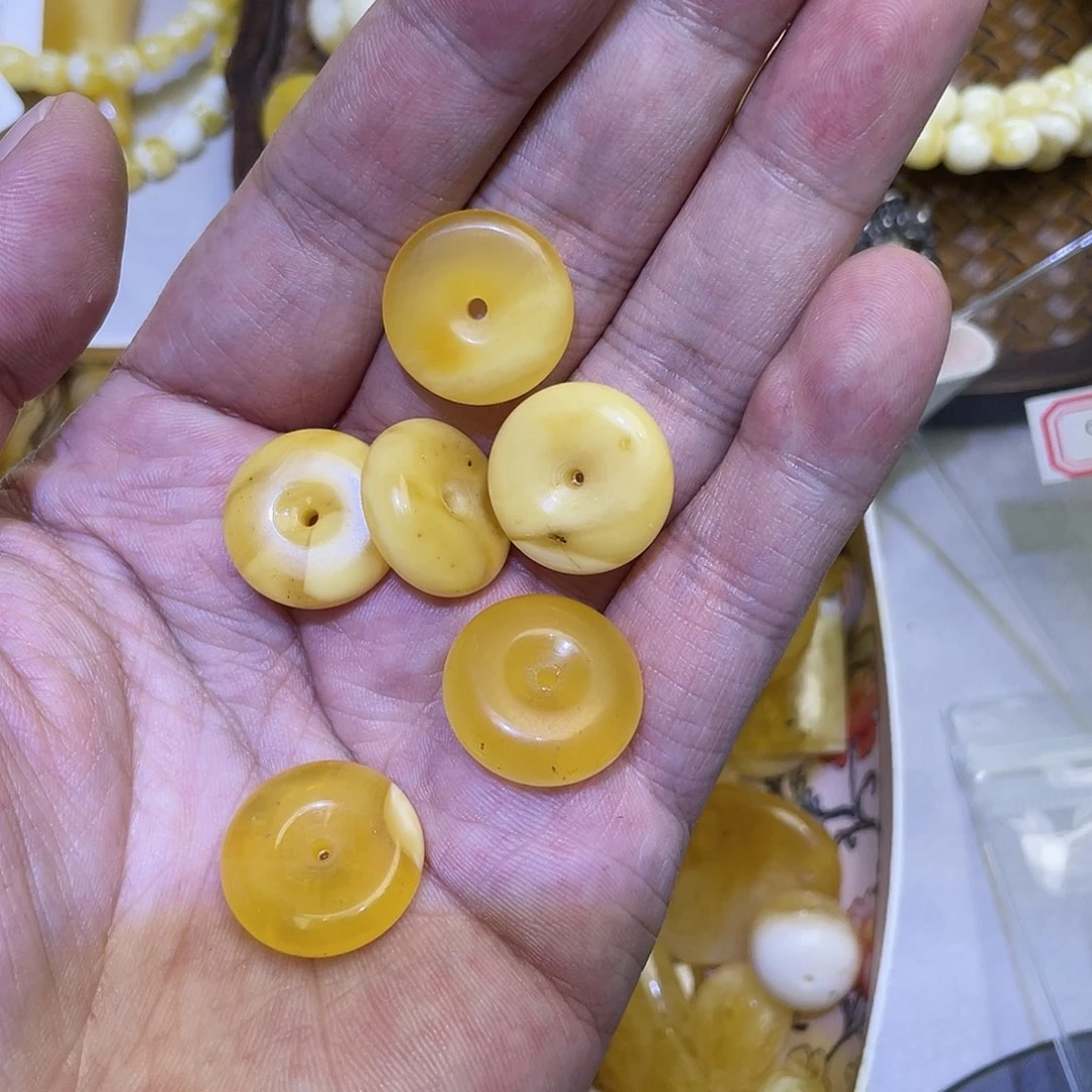 蜜蜡珠宝奇石未镶嵌小扣子瑕疵多样性发货