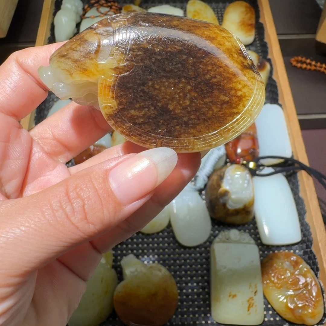 和田玉银S925镶嵌吊坠(不含链)