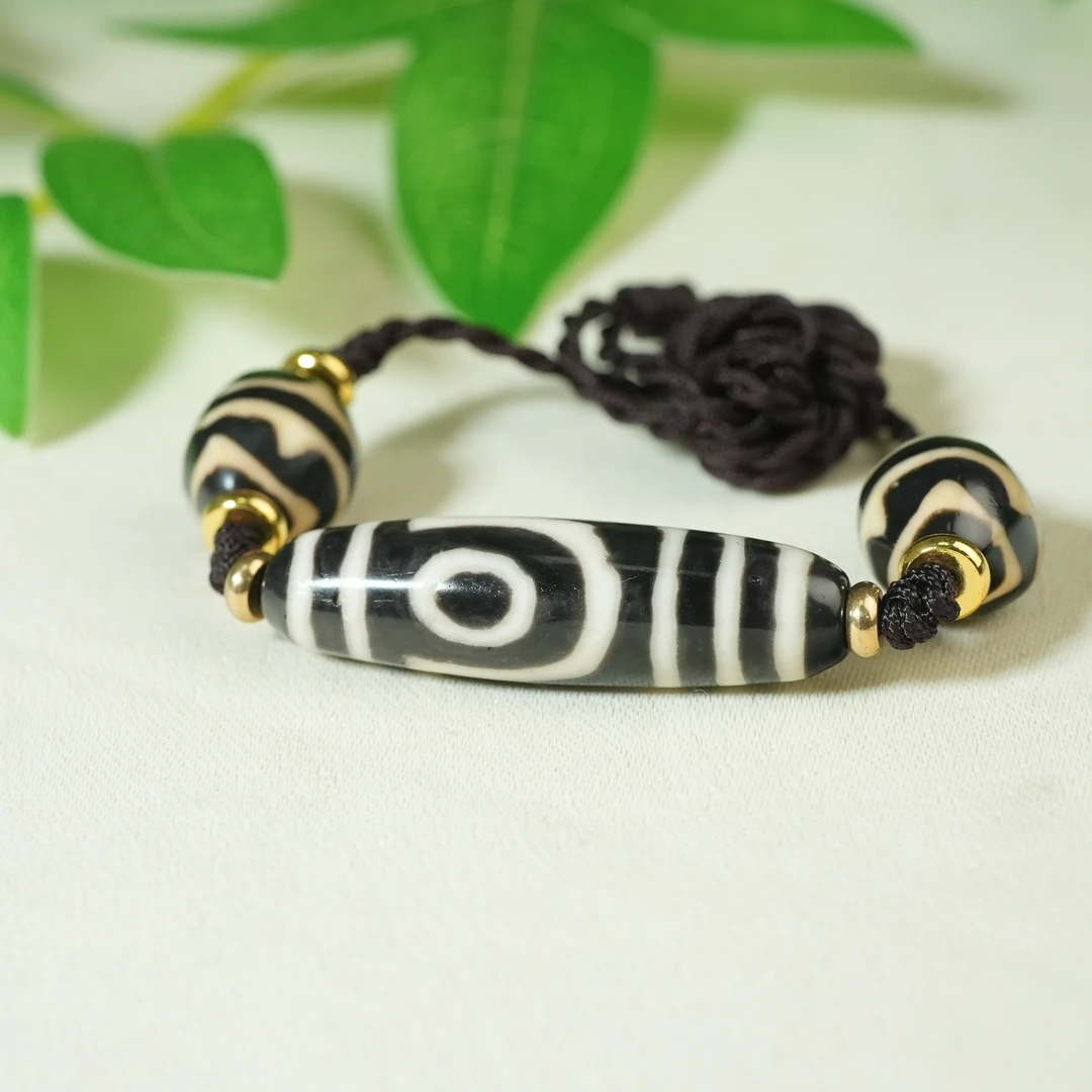 清代二眼料珠编绳项链【古珠精选】AAJD250212008