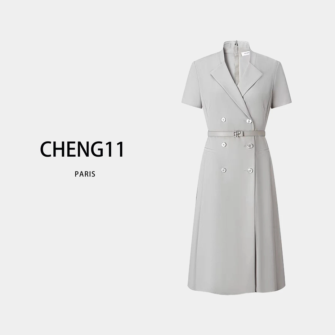 BAO Z-3315春夏新款通勤西装领束腰显瘦气质连衣裙