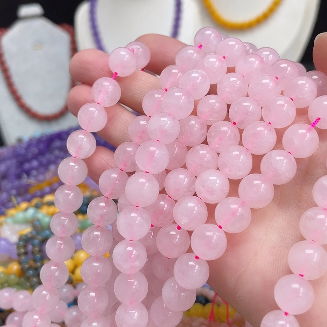 玛瑙/玉髓未镶嵌半成品粉水晶10m散珠