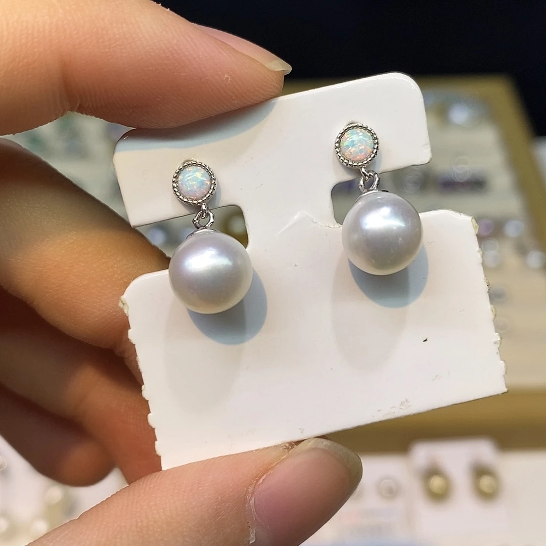 海水珍珠耳饰银S925镶嵌