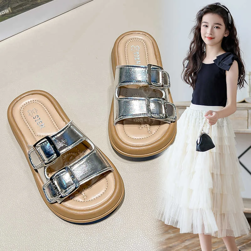 女童拖鞋2025年夏季新款女孩时尚露趾软底防滑儿童一字拖沙滩凉拖