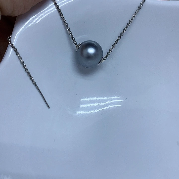 银S925镶嵌吊坠(不含链)海水珍珠11-12