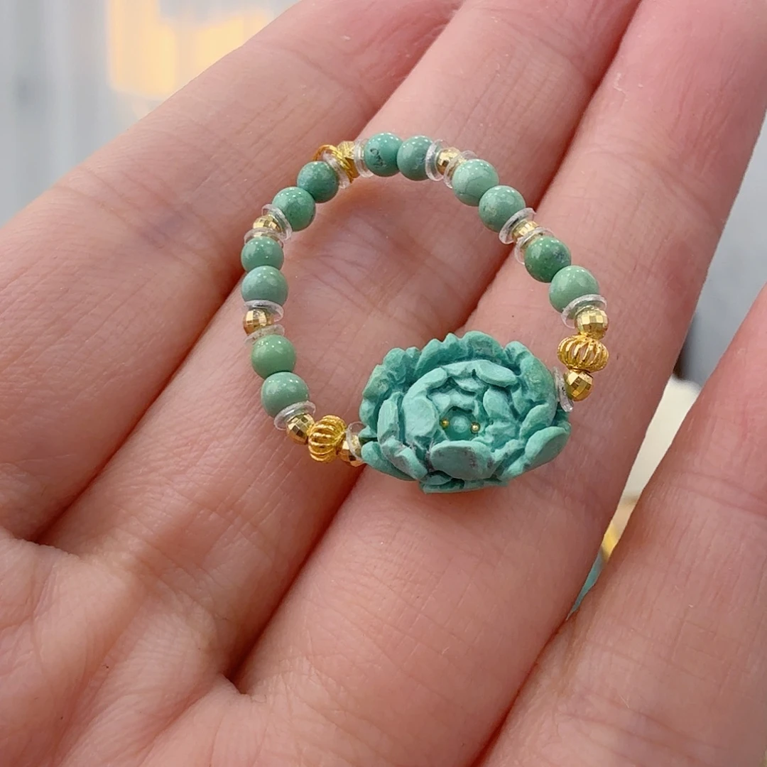 绿松石18K金镶嵌珠宝奇石