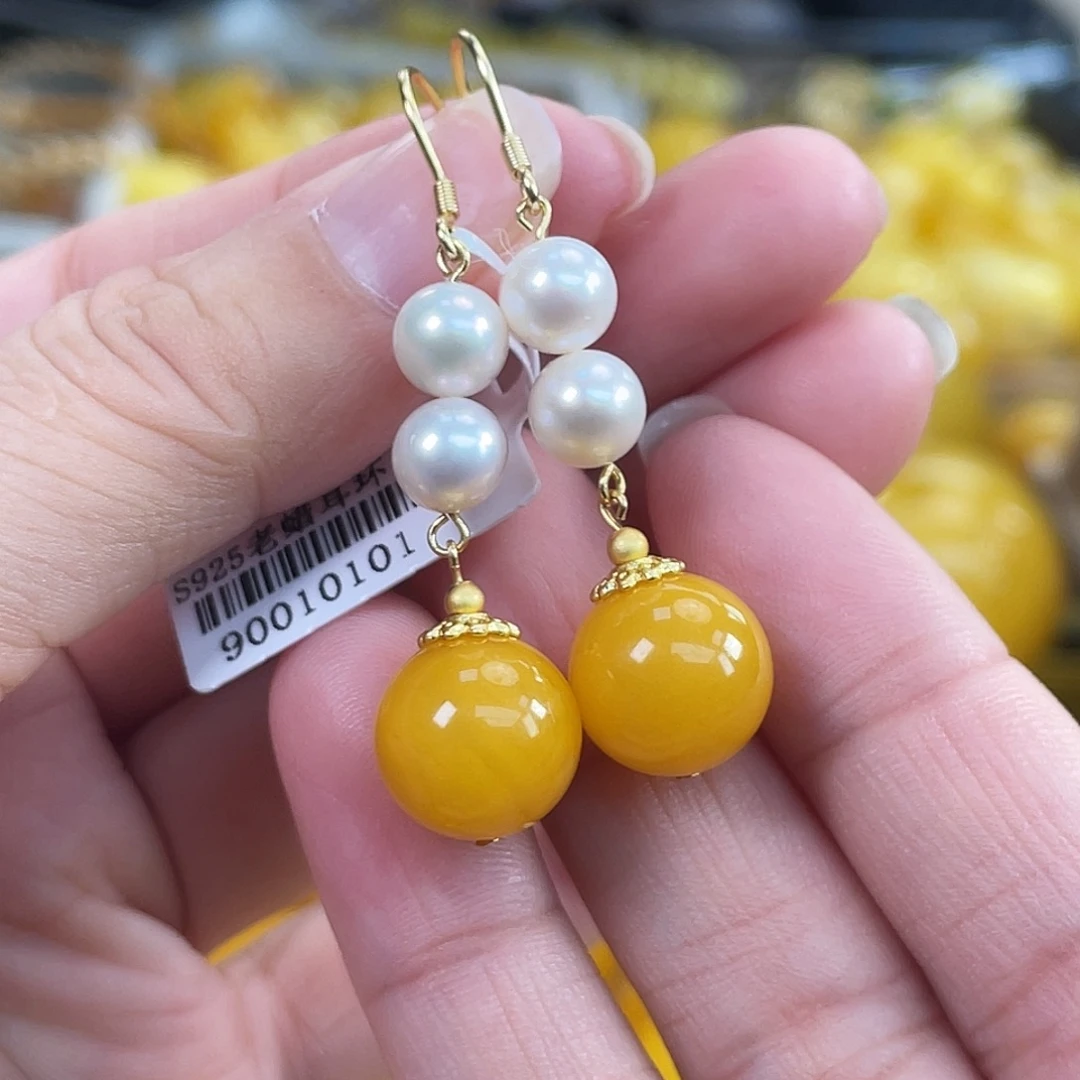 琥珀银S925镶嵌珠宝奇石h76