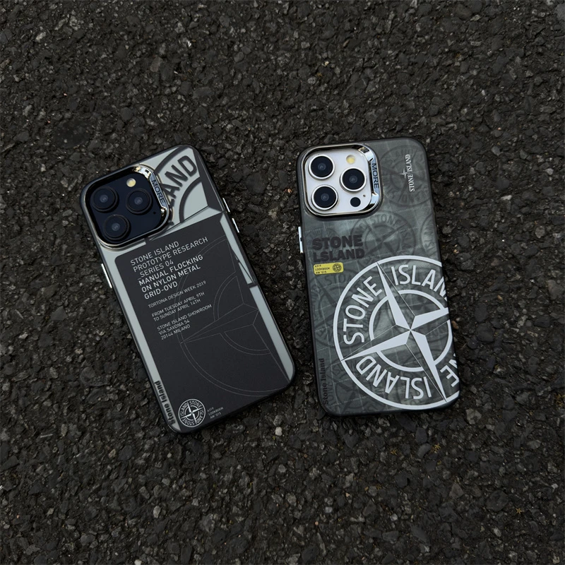 潮牌石头岛电镀磨砂壳适用iPhone16手机壳苹果15个性14防摔13新款