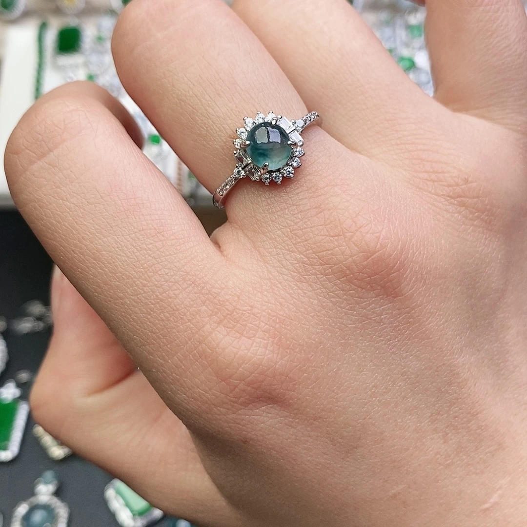 翡翠银S925镶嵌戒指