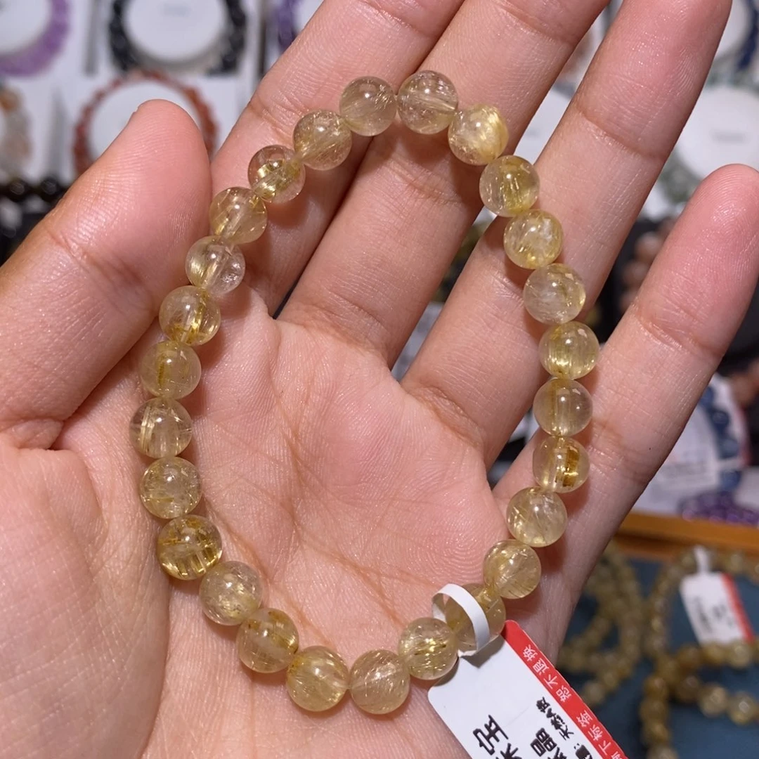 【闪购商品】发晶手串未镶嵌墨**儿金发7.4mm不退不换